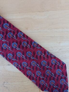 Robert Talbott Burgundy Tie with Blue Floral Medallions